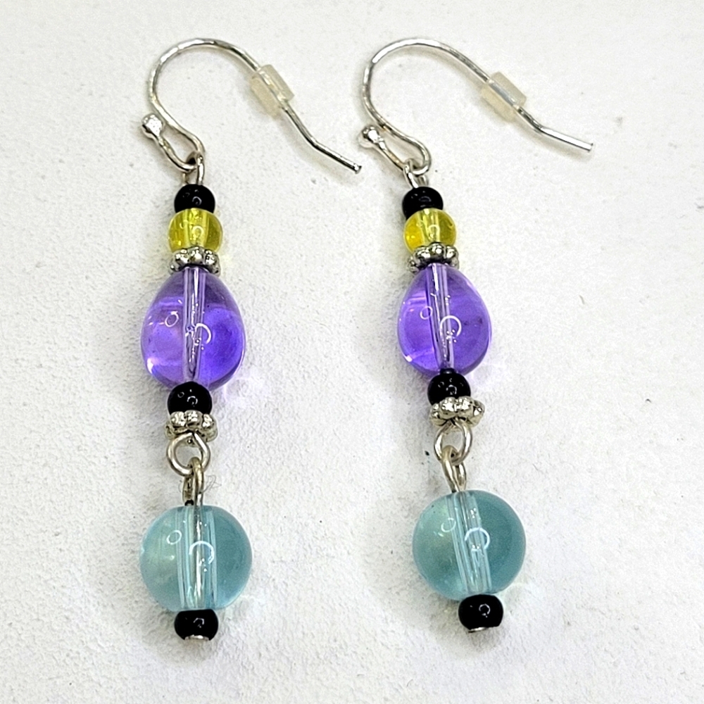 Handmade Colored Glass Dangle Earrings